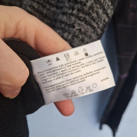 Vintage 90s Grandad Style Merino Wool Mix Jumper Abstract Carlo Colucci Size L - Picture 6 of 7